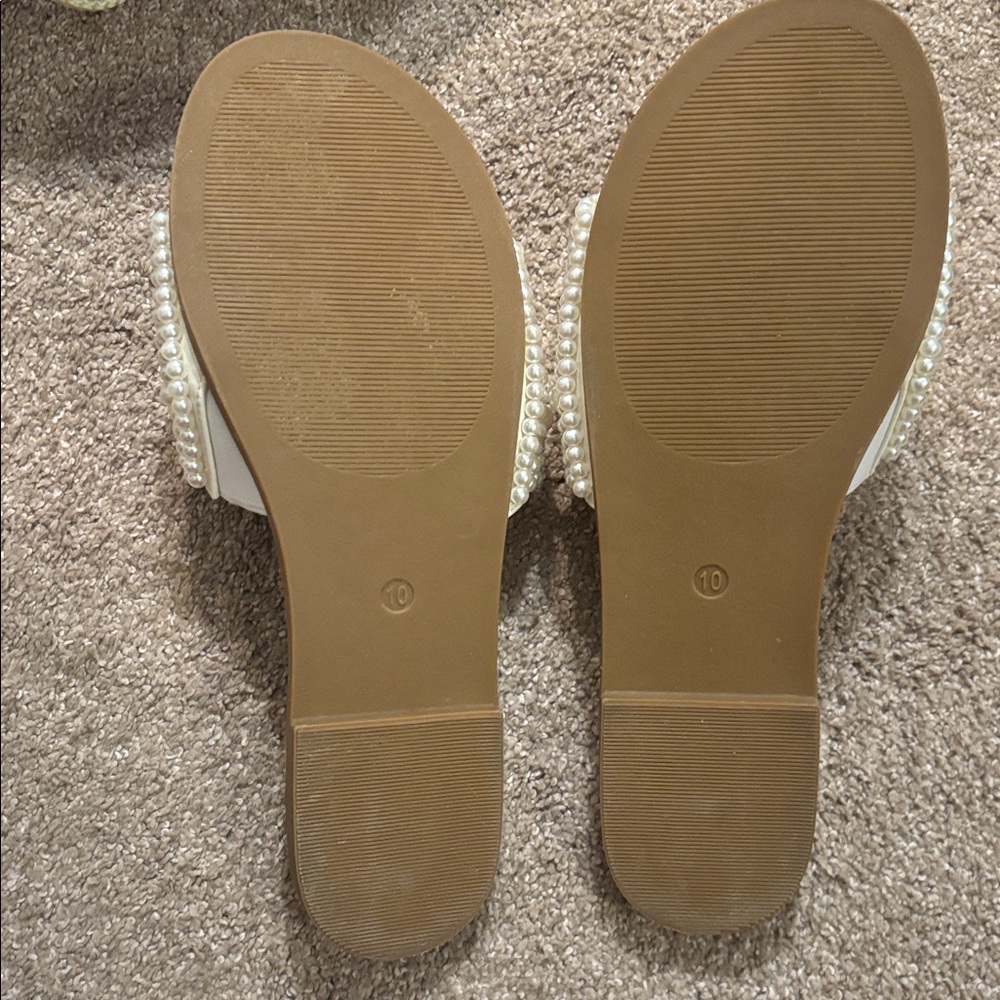 BIG DIVORCE SALE Worn 1 Time Corkys Pearl Embellished Ivory Sandals - Picture 3 of 10